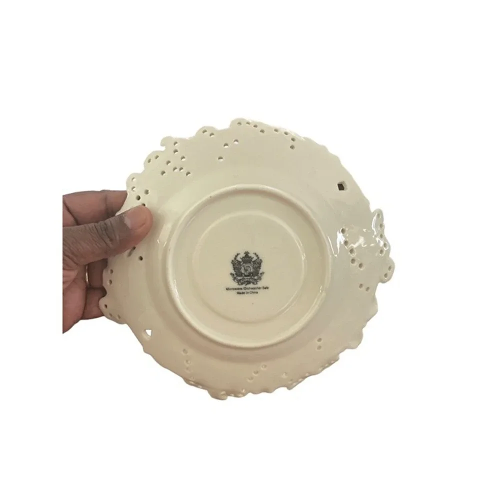 Unbranded Tea Cup Saucer Set‎ Cream Floral Butterfly Reticulated Lace